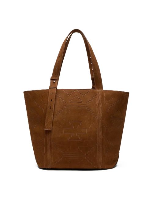24/7 Bag East West in nabuk marrone con trama Golden Goose | GWA00785.A000917.55776DEEP CHESTNUT